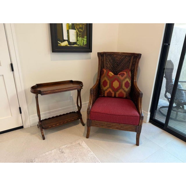 Lexington Furniture Lexington Furniture Lounge Chair With Red Cushion and Accent Pillow For Sale - Image 4 of 7