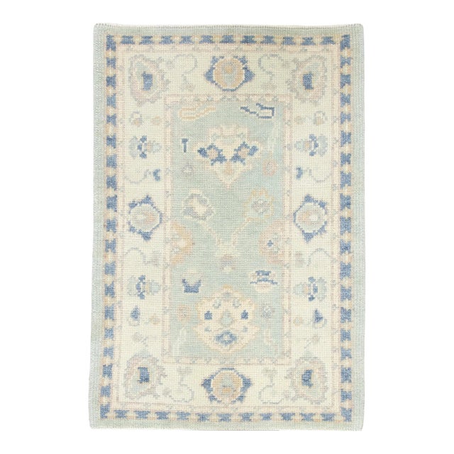 Modern Turkish Oushak Rug 2'2" x 3'2" For Sale