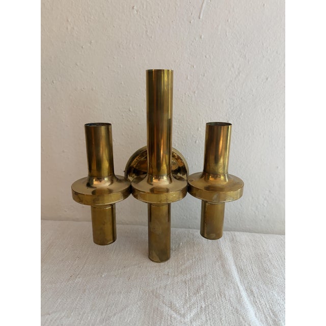 Brass Three-Light Wall Lamp by Gaetano Sciolari, 1970s, in Good conditions. Designed 1970 to 1979 I have official proof of...