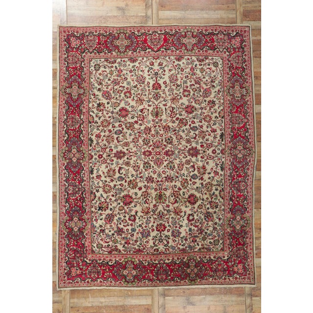 Beige Mid 20th Century Vintage Persian Sarouk Rug, 09'04 X 12'03 For Sale - Image 8 of 9
