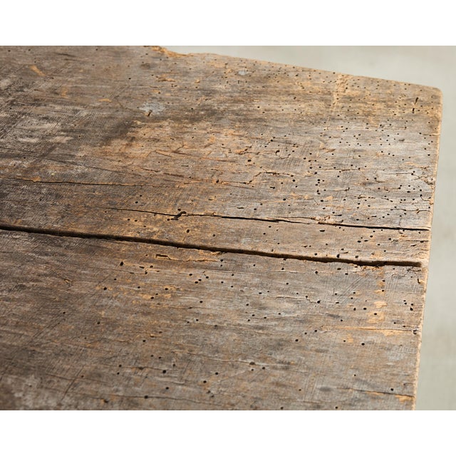 Metal Monumental Reclaimed Wood Plank Top Iron Console 13.5 Ft For Sale - Image 7 of 18