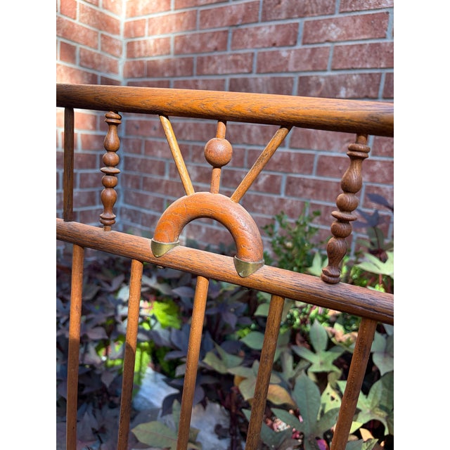Circa 1880s Antique Victorian Stick and Ball Oak Magazine Newspaper Music Rack For Sale - Image 9 of 10