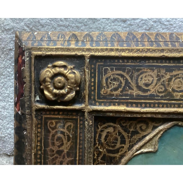 Brass 16th/17th C. Italian Old Master Antique Oil on Ornate Wood Panel Religious Icon For Sale - Image 8 of 11