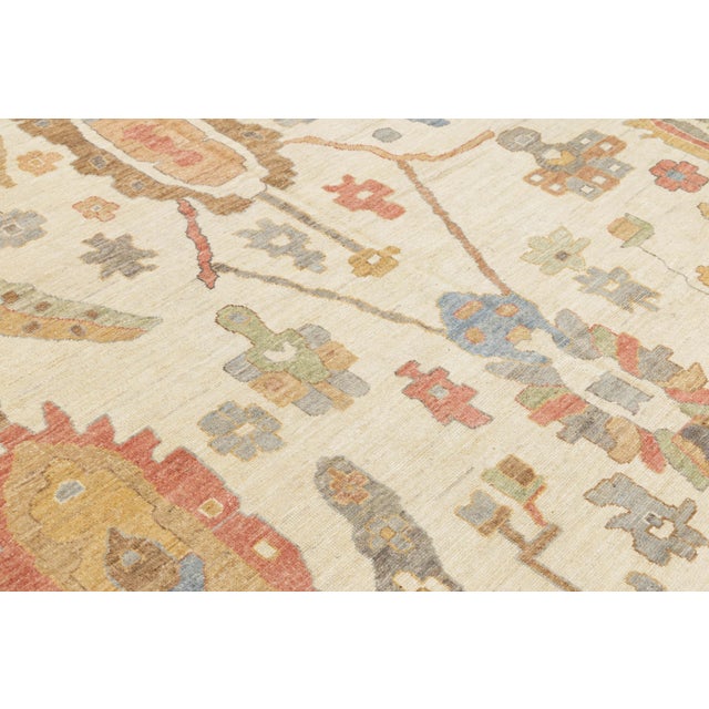Ivory Modern Oushak Style Hand-Knotted Wool Rug – Transitional Neutrals & Earth Tones For Sale - Image 8 of 10