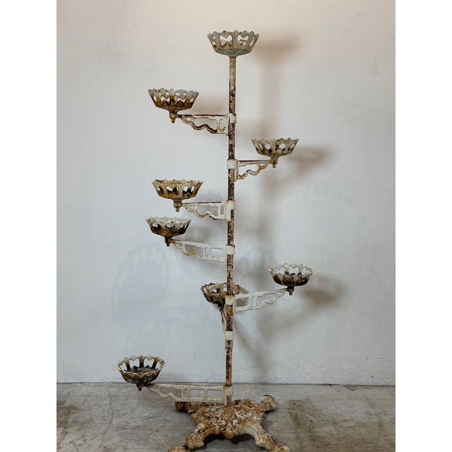 Victorian Late 19th Century Victorian Cast Iron Revolving Arm Plant Stand — Ornate & Versatile Display Piece For Sale - Image 3 of 6