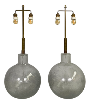 Mid-Century Modern Italian Murano Glass Table Lamps attributed to Barovier & Toso, 1960s, Set of 2