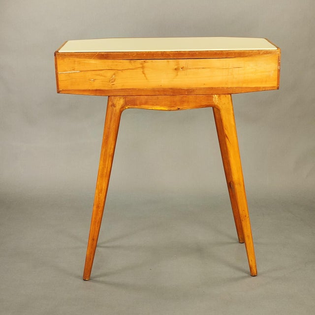 Italian Console Table with Cream Glass Top, 1950s For Sale - Image 6 of 8