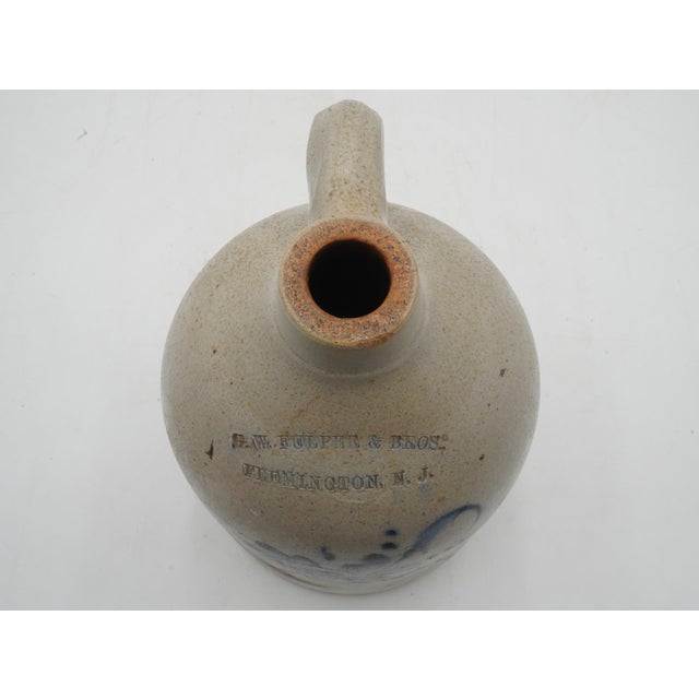 g.w. Fulper & Bros. Blue Stoneware Jug W. Handle For Sale - Image 4 of 12
