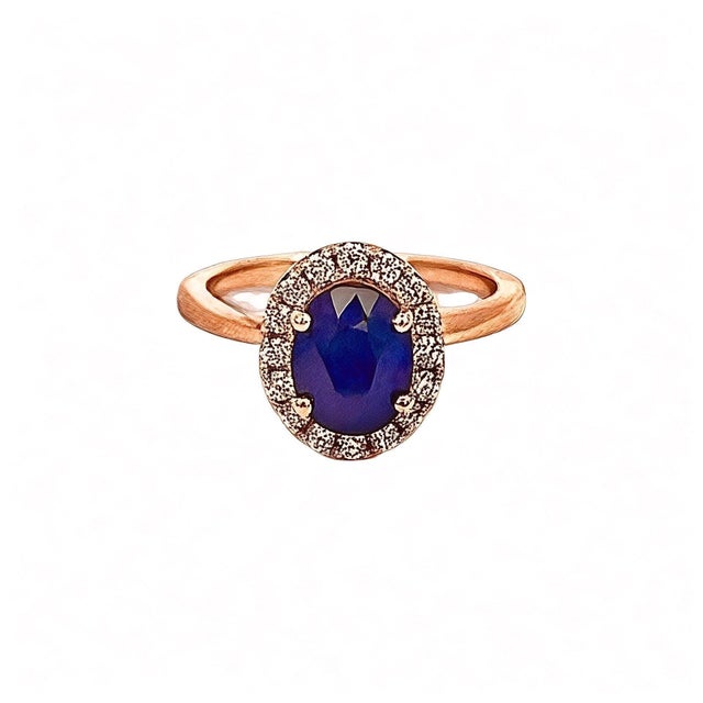 2010s Natural Sapphire Diamond Ring Size 6.5 14k Y Gold 2.84 TCW Certified For Sale - Image 5 of 8