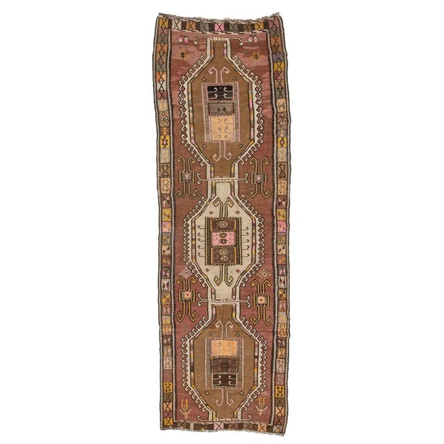 Textile Handwoven Vintage Turkish Kars Kilim Rug For Sale - Image 7 of 7