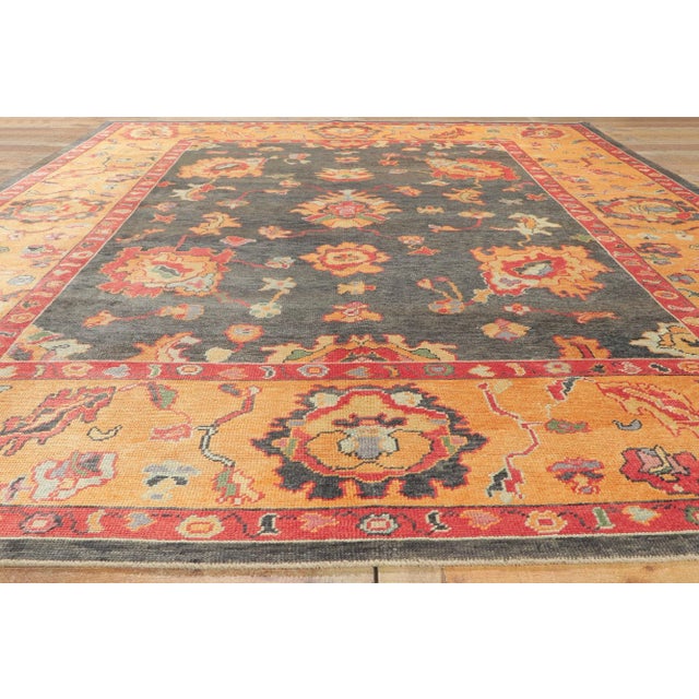 Charcoal Vintage Modern Turkish Oushak Rug - 10'03 X 13'00 For Sale - Image 8 of 10