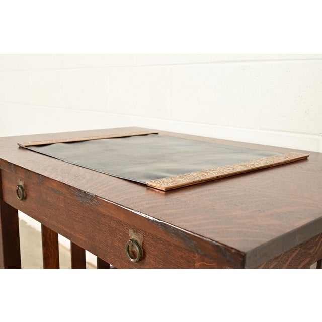Early 20th Century Tiffany Studios New York Zodiac Bronze Blotter Ends With Leather Desk Blotter For Sale - Image 5 of 16