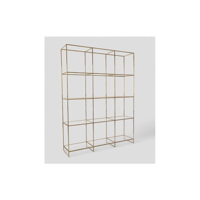 Vintage Brass and Glass Geometric Shelf For Sale - Image 3 of 10
