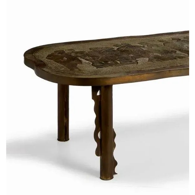 Mid-Century Modern Philip and Kelvin LaVerne Acid Etched and Bronze "Romanesque" Coffee Table For Sale - Image 3 of 7