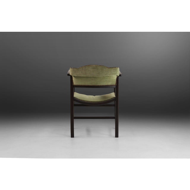 Wood Art Deco Armchair in Black Lacquered Wood and Green Velvet, Belgium, 1930s For Sale - Image 7 of 13