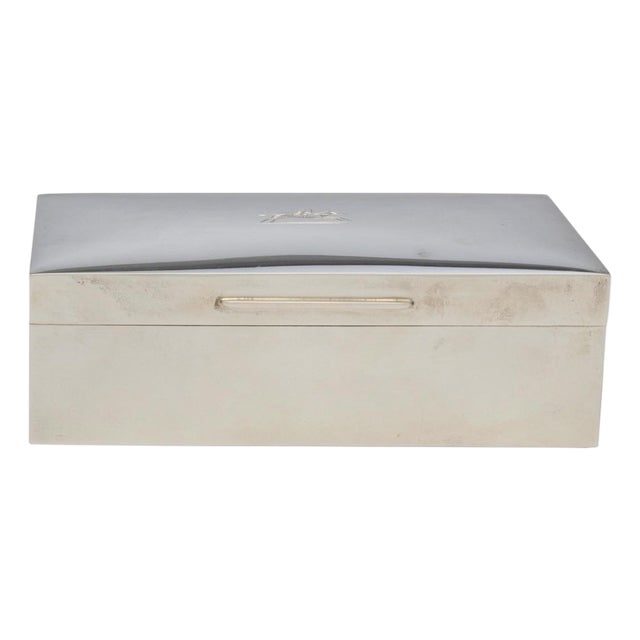 1988 English Silver Cigarette Box in the Equestrian Taste For Sale