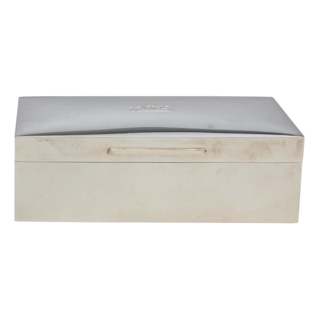 English Silver Cigarette Box in the Equestrian Taste For Sale