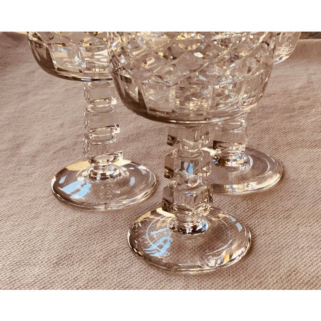 Exceptionally Cool 1930s-40s Libbey Rock Sharpe "Wreath" Cut Crystal Champagne Glasses For Sale - Image 11 of 12