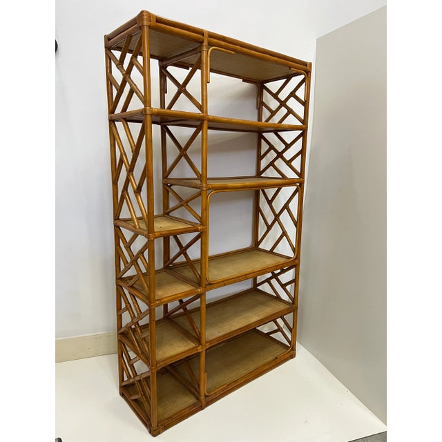 Vintage Coastal Chic Rattan Etagere For Sale - Image 11 of 12