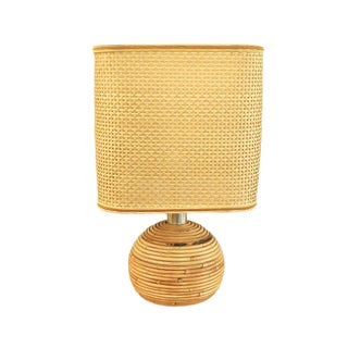 Italian Wicker Table Lamp, 1960s For Sale