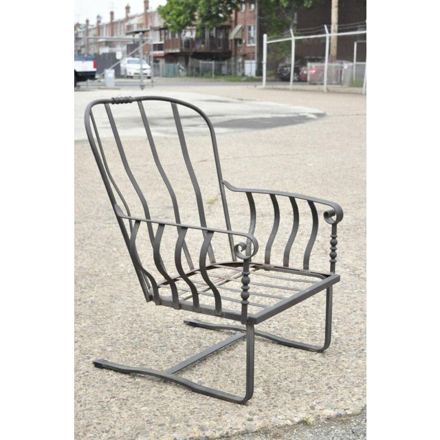 Modern Early 21st Century Meadowcraft Athens Wrought Iron Patio Lounge Chair. Attributed For Sale - Image 3 of 12