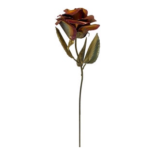 Vintage Brutalist Metal Rose For Sale