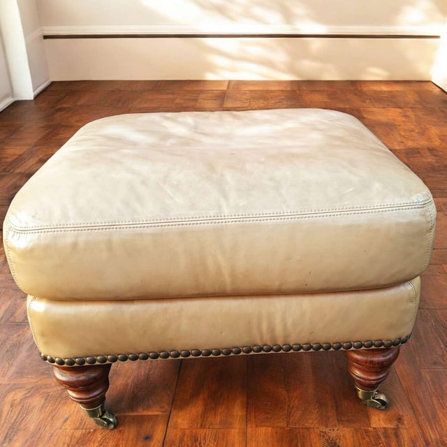 Timeless Elegance of a Liz Claiborne Leather Sofa With the Charm of a Lillian August Armchair and Ottoman. For Sale - Image 12 of 12