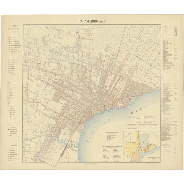 Plan of Paramaribo Suriname, 1920 For Sale