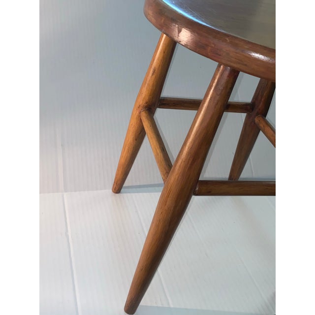 Vintage "Modern Design Stool,rustic , Minimalist Artisan-Crafted Wooden Stool. A Simple Wooden Stool With Tapered Legs and a Round Seat. For Sale - Image 4 of 12