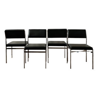 Bauhaus SM07 Dining Chairs in Chrome and Leather by Cees Braakman for Pastoe, 1960s, Set of 4 For Sale