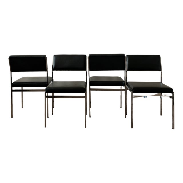 Bauhaus SM07 Dining Chairs in Chrome and Leather by Cees Braakman for Pastoe, 1960s, Set of 4 For Sale