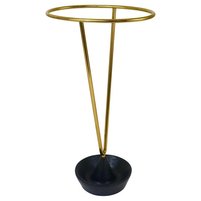 Mid-Century Brass and Cast Iron Umbrella Stand in the style of Carl Auböck, Austria, 1950s For Sale - Image 17 of 17