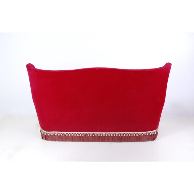 1950s Vintage Sofa in Red Velvet, 1950s For Sale - Image 5 of 16