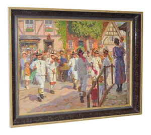 1930s Vintage Bavarian Celebration Painting by WRS Stott