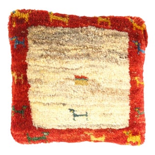 Fine Hand Knotted Persian Gabbeh Pillow For Sale