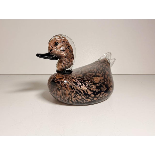 Black and Avventurine Murano Glass Duck attributed to Seguso, Italy, 1970s For Sale - Image 4 of 17