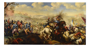 After Marzio Masturzo, Battle Scene, 1680, Oil on Canvas, Framed
