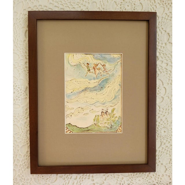 1950s Pair of Framed Mid Century Peter Pan Art Prints For Sale - Image 4 of 8