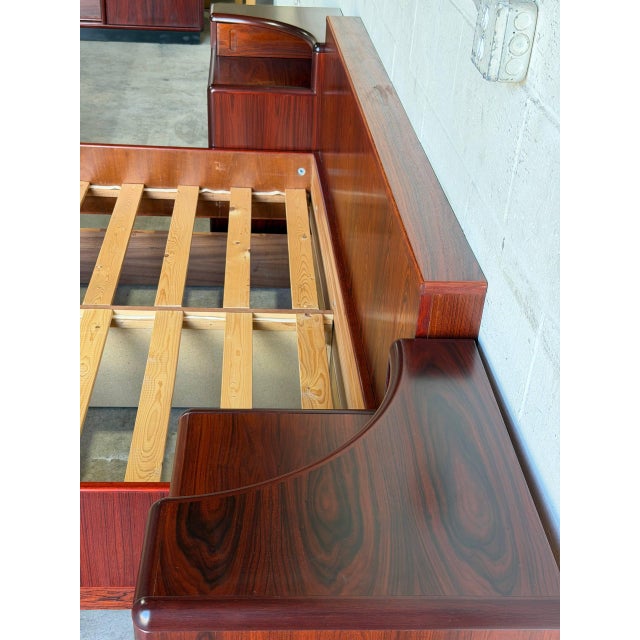 Skovby Queen Platform Bed Frame With Integrated Nightstands Rosewood Denmark 1970s For Sale - Image 10 of 15