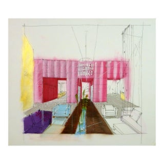 Architectural Drawing of Lounge For Sale