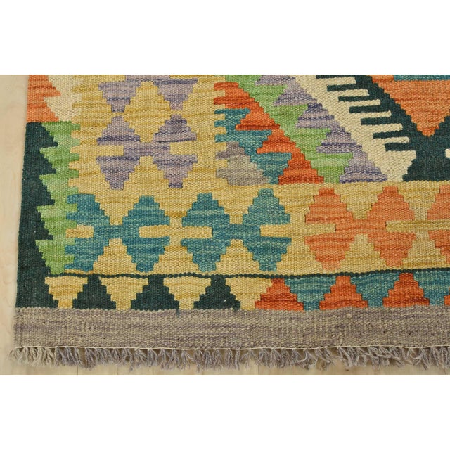 Kilim Rug 4'3'' X 5'9'' Multicolor Wool Handwoven Oriental Carpet For Sale - Image 9 of 12