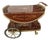 Vintage Wood Inlay Bar Cart Brass For Sale