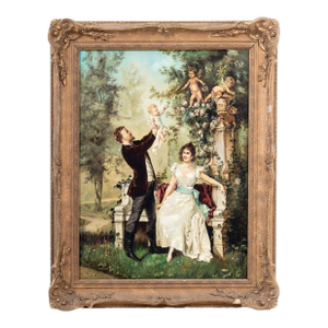Austrian School Family Portrait Oil on Canvas