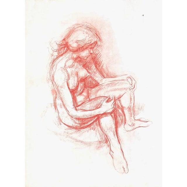 François CACHEUX Sitted Nude 1989 screenprint on BFK Rives paper unsigned and not numbered 15.0 x 11.0 in printed by :...