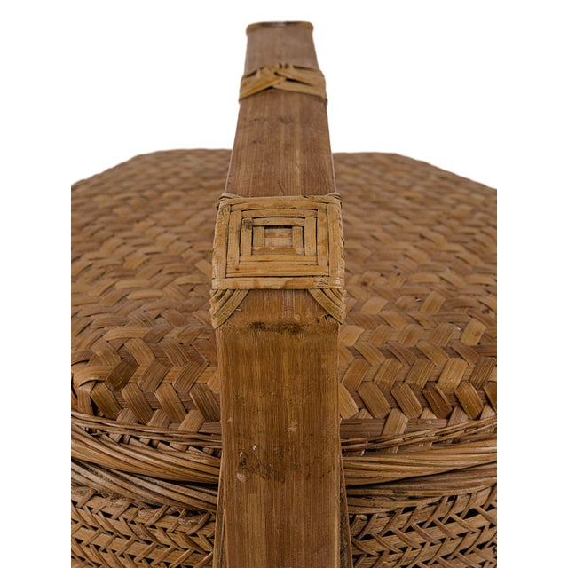Vintage Antique 3 (Three) Tier Chinese Wedding Basket (Warm Brown) For Sale - Image 12 of 13