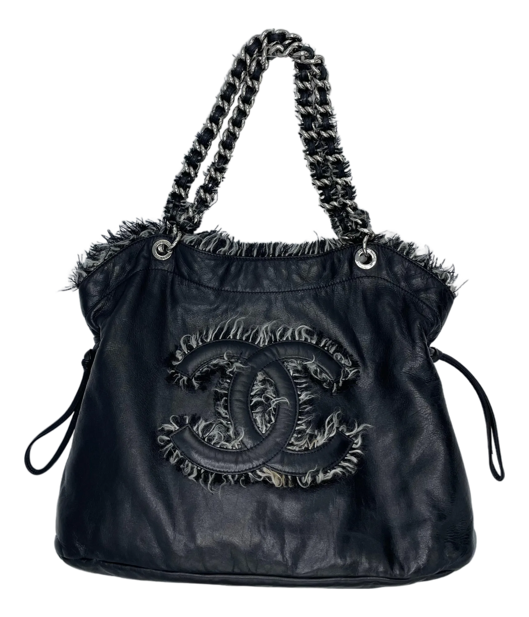 新品未開封　BIBI bag. MIDDLE tweed Bon Bon Chanel Funny Tweed Bon Bon Tote Lambskin Black | Chairish