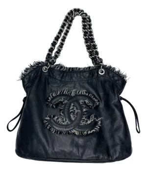 Chanel Funny Tweed Bon Bon Tote Lambskin Black