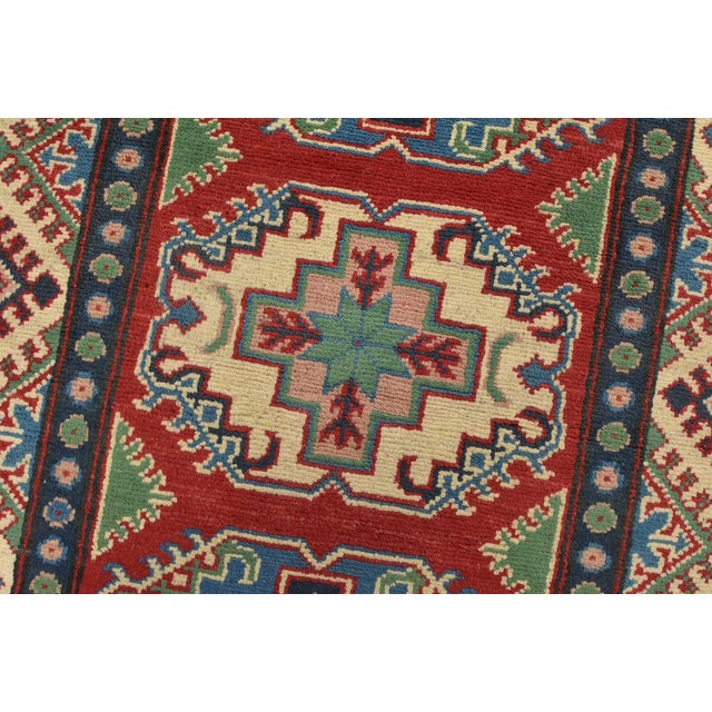 Textile Kazak Runner 2’8” X 9’7” Red Wool Tribal Hand-Knotted Oriental Rug For Sale - Image 7 of 13