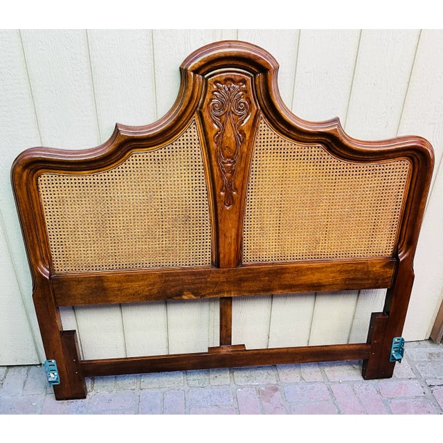 French Provincial Vintage Solid Oak French Country Provincial Twin Headboard For Sale - Image 3 of 4
