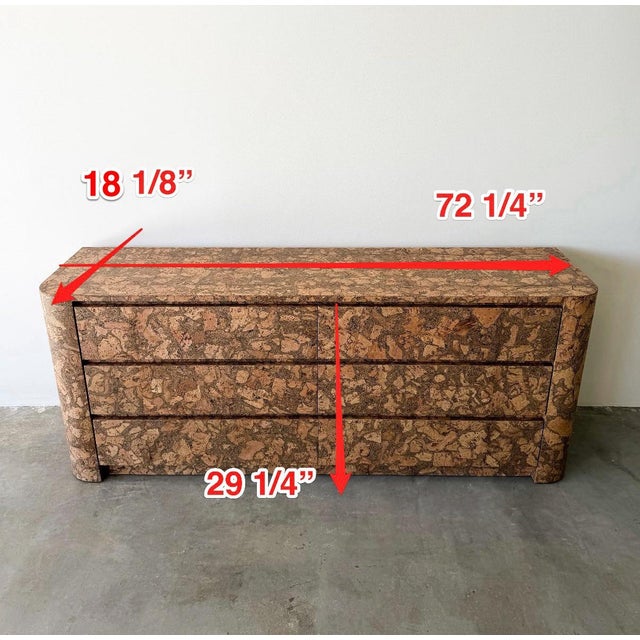 Vintage Mid Century Modern Rounded Edge Cork Dresser Burlwood 70s 80s For Sale - Image 11 of 11